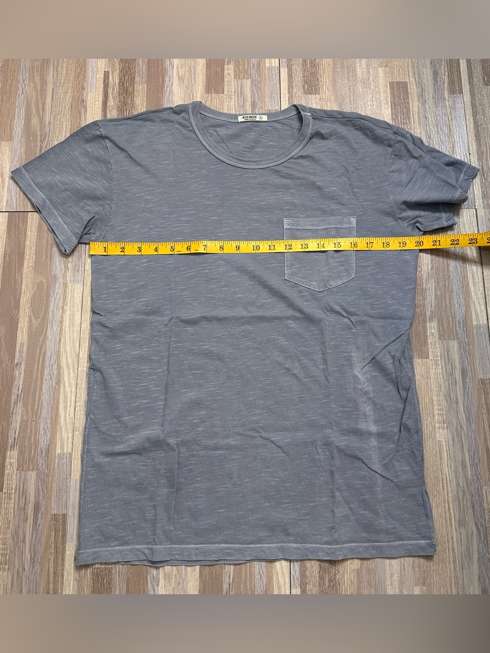 Buck Mason Blue/Gray Pocket Crewneck Slub Tee Mens Size Small